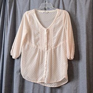 Lauren Conrad Cream Swiss dot Sheer Blouse